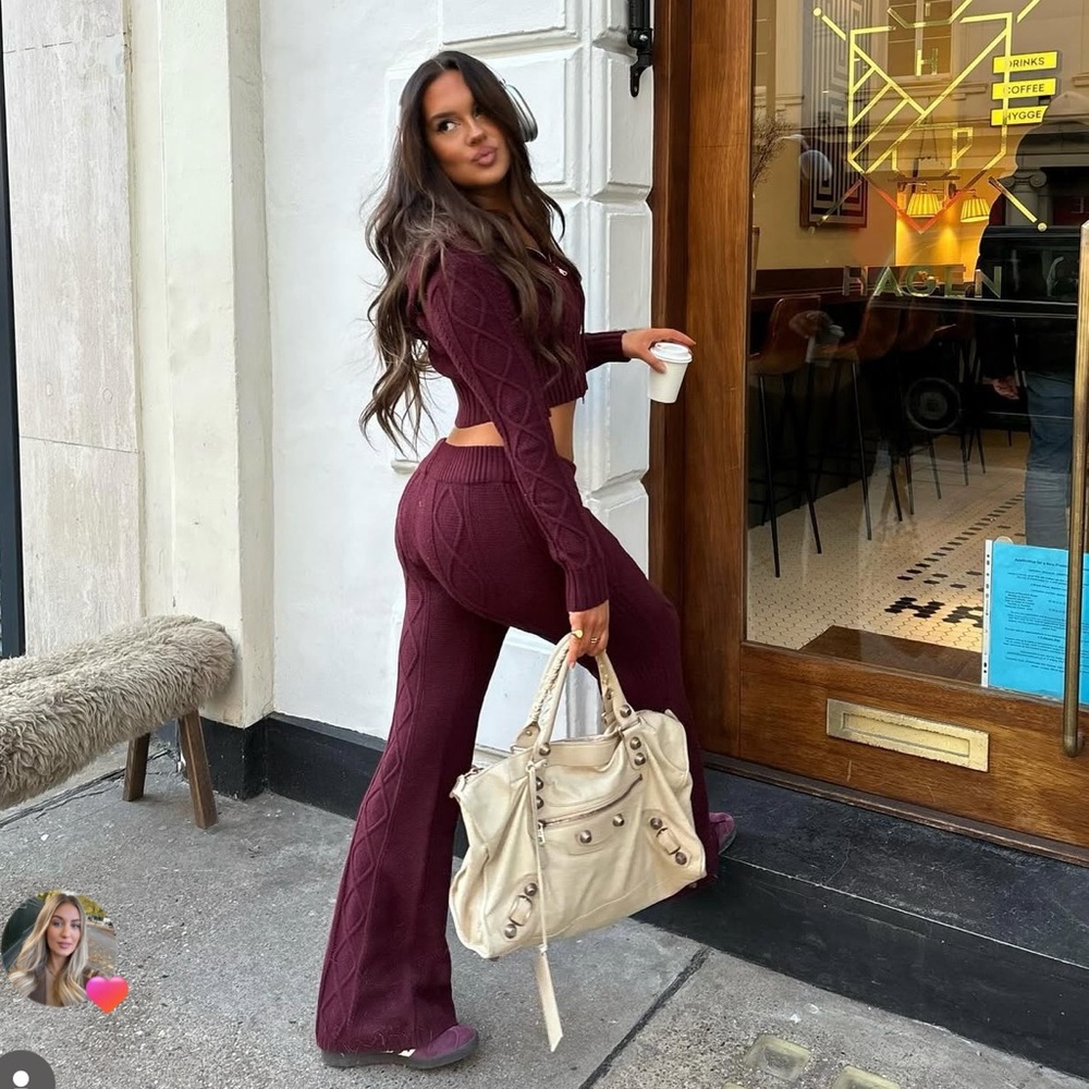Edikted Burgundy Knit Flare Set